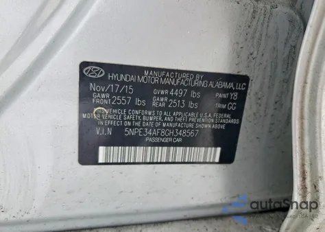 2016 Hyundai Sonata Sport z USA, uszkodzony, nr VIN 5NPE34AF8GH348567